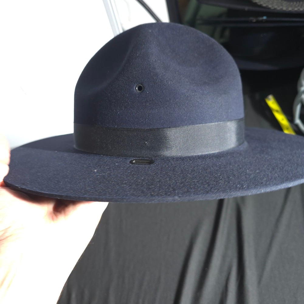 Beaver Quality XXXX Straw Oval Officer Troper Hat Navy Wool 6 1/2 Fedora Brimmed - Picture 9 of 12